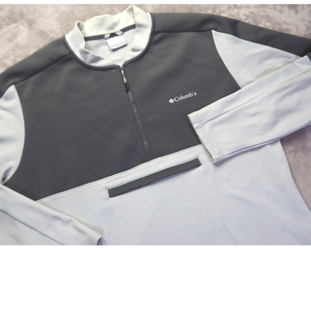 Columbia‎ Men's Pullover Fleece Long Sleeve 1/4 Zip Gray Black Size L